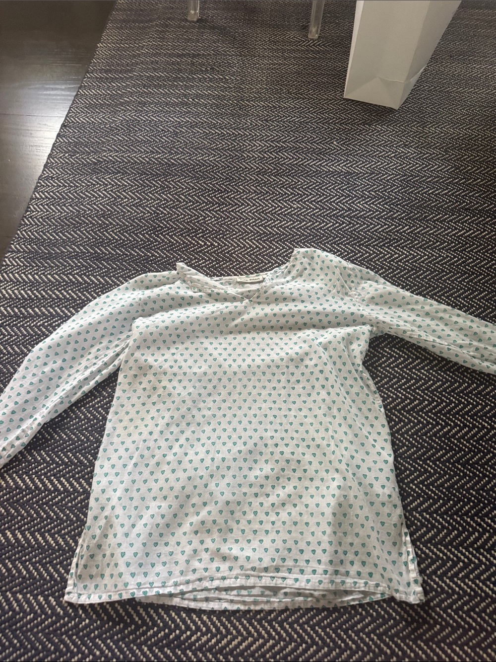 Roller Rabbit Kids White Swim Coverup with Teal Heart Print
